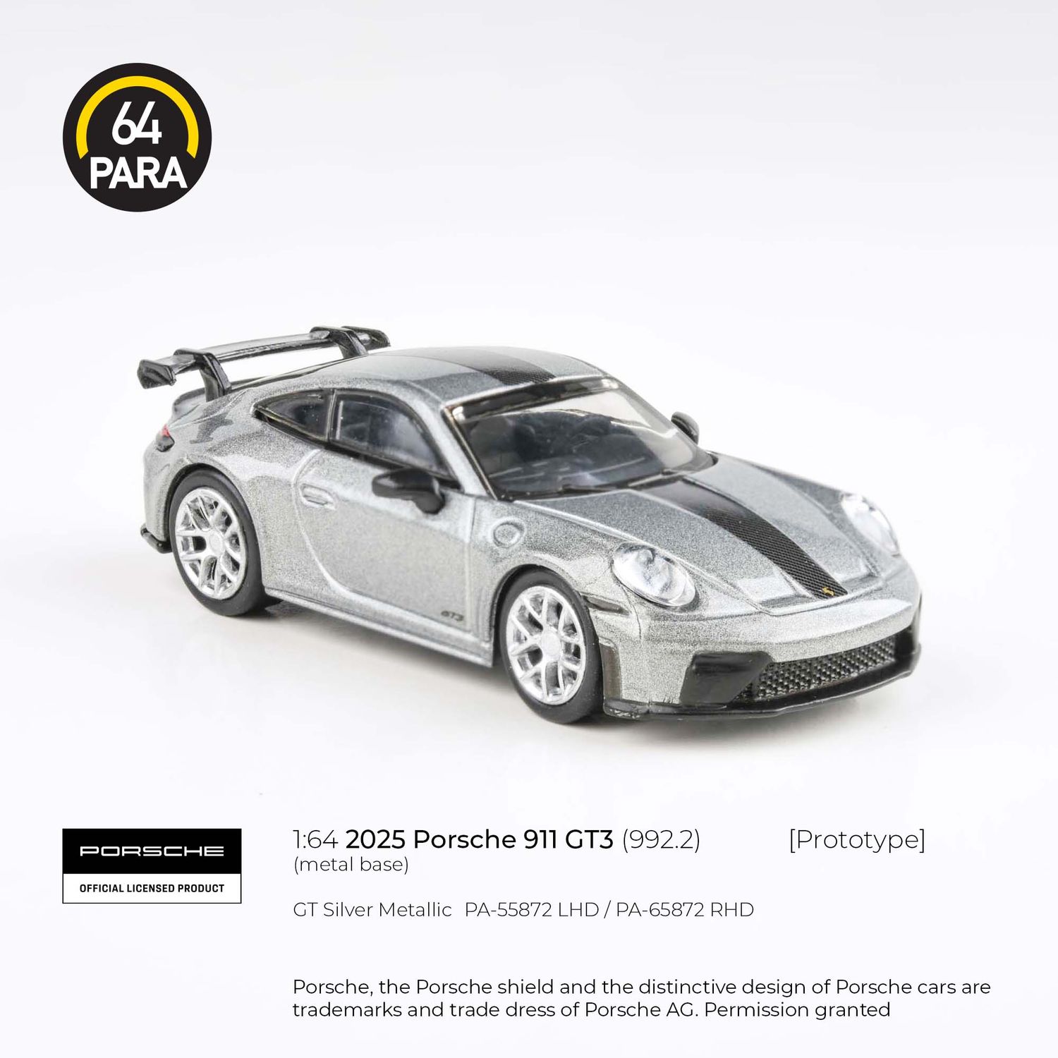 1:64 Para64 - 2025 Porsche 911 GT3 (992.2), GT silver metal LHD