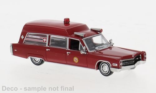 1:87 Brekina - Cadillac Miller Meteor Ambulance, dunkelrot, 1966 1:87 Brekina - Cadillac Miller Meteor Ambulance, dunkelrot, 1966