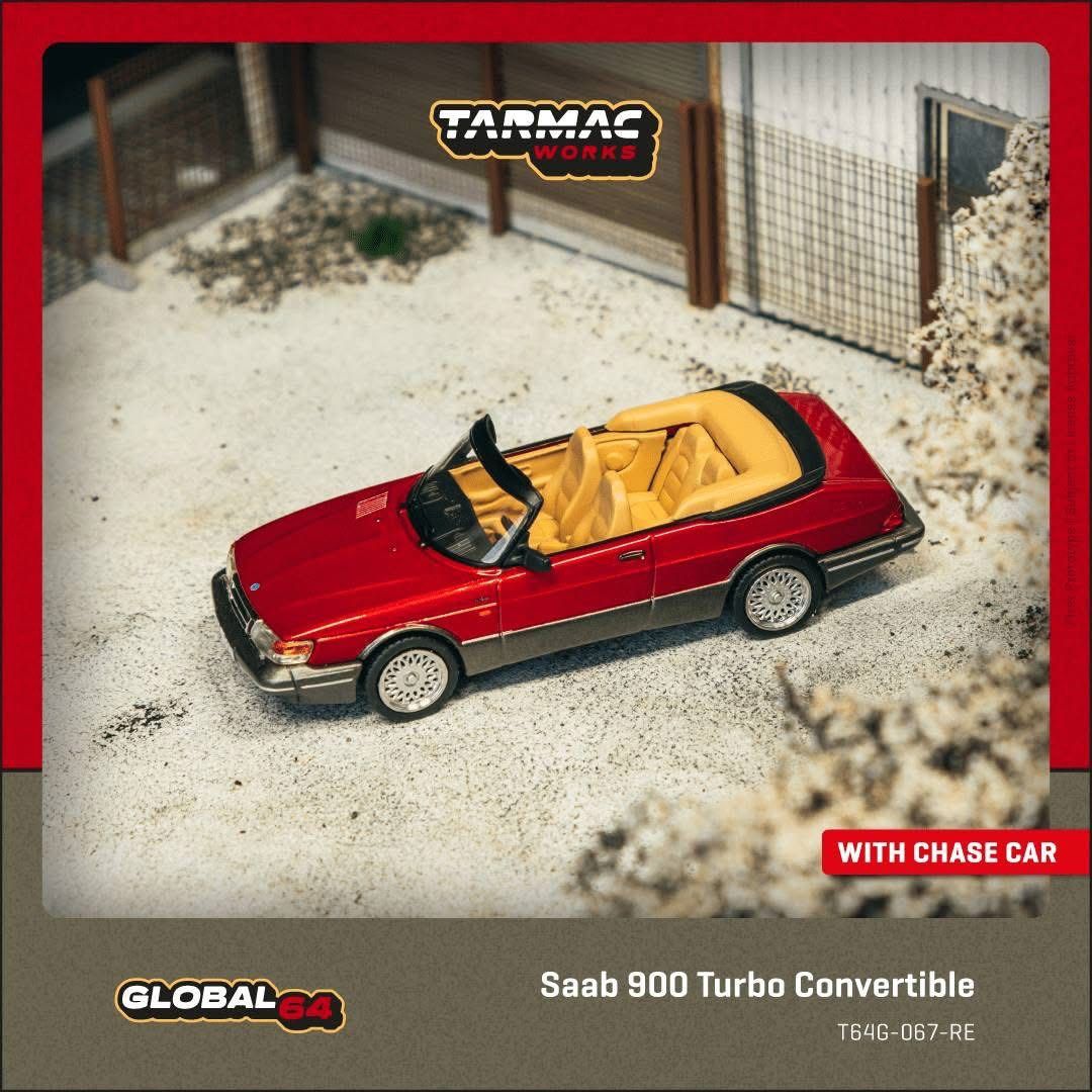 1:64 Tarmac - Saab 900 Turbo Convertible, red