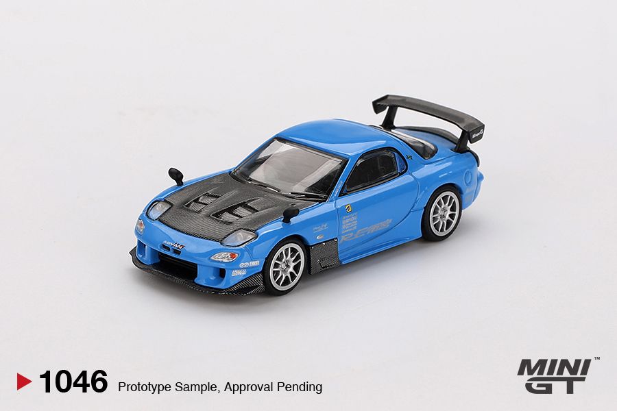 1:64 Mini GT - 2024 Mazda RX7 (FD3S) Re-Amemiya 20B NA 3ROTOR-7 AMA-SAN GO, blue