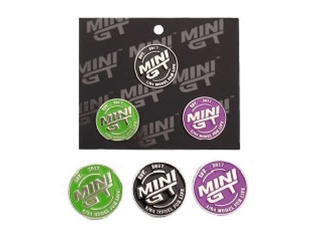 Mini GT Merchandise - Mini GT Metal Emblem Set, black/purple/green Mini GT Merchandise - Mini GT Metal Emblem Set, black/purple/green