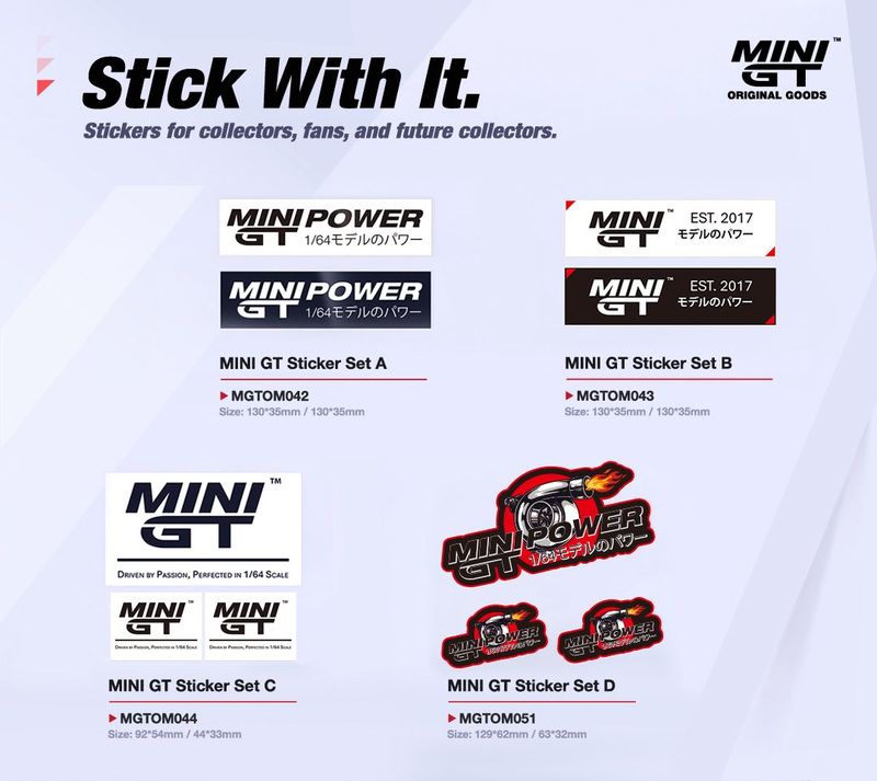 Mini GT Merchandise - Mini GT Sticker Set D, red/white/black (129mm x 62mm/ 63mm x 32mm) Mini GT Merchandise - Mini GT Sticker Set D, red/white/black (129mm x 62mm/ 63mm x 32mm)