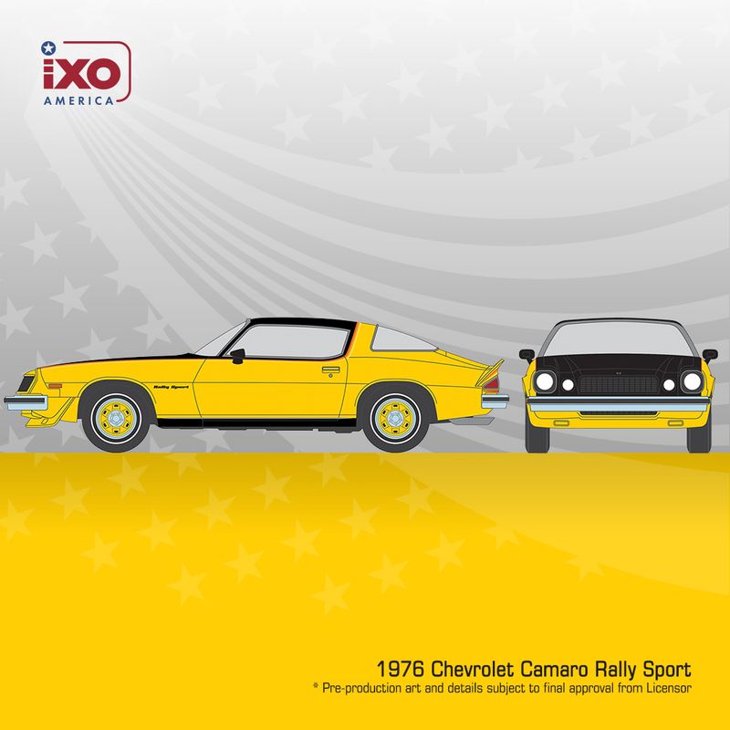 1:64 Ixo USA - 1976 Chevrolet Camaro Rally Sport, bright yellow/black 1:64 Ixo USA - 1976 Chevrolet Camaro Rally Sport, bright yellow/black