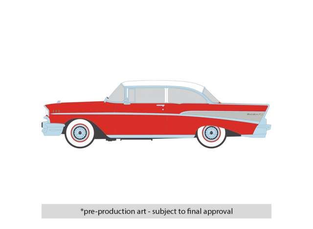 1:64 Ixo USA - 1957 Chevrolet Bel Air Sedan, matador red/india ivory 1:64 Ixo USA - 1957 Chevrolet Bel Air Sedan, matador red/india ivory