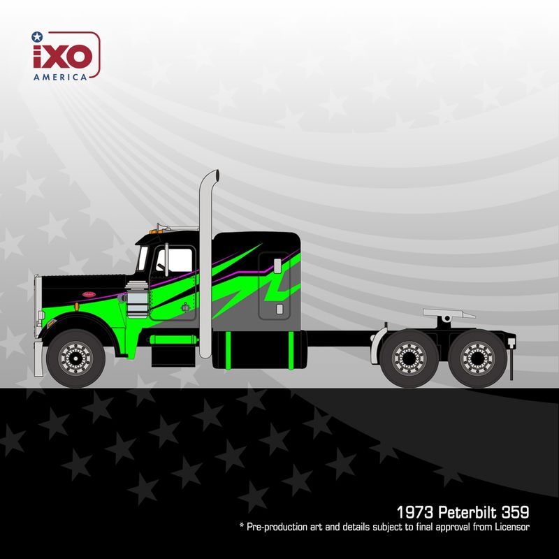 1:64 Ixo USA - 1973 Peterbilt 359, black/lime 1:64 Ixo USA - 1973 Peterbilt 359, black/lime
