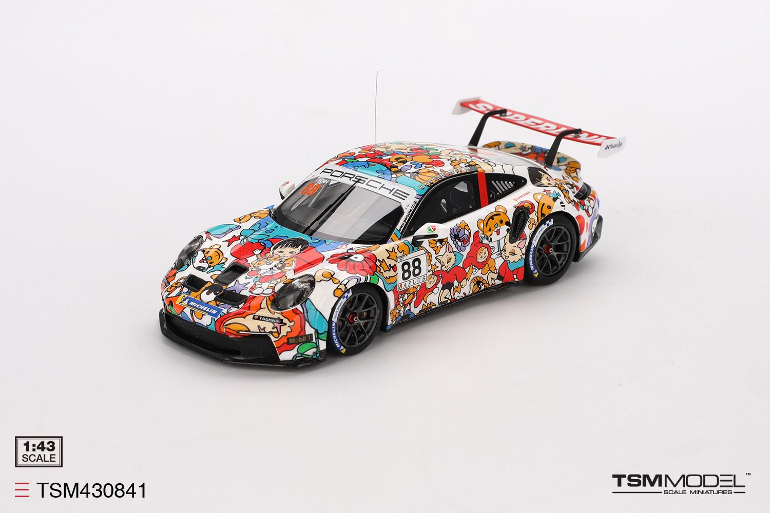 1:43 TSM - Porsche 911 GT3 Cup #88 BINGO RACING Tiger WU 2024 Porsche Carrera Cup Japan Am Class
