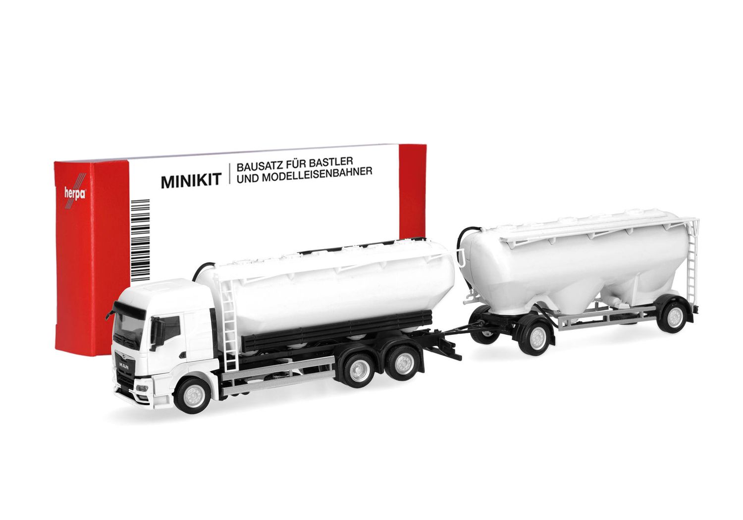 1:87 Herpa - Herpa MiniKit: MAN TGS TM Eutersilo-Hängerzug, weiß (1 Stück)