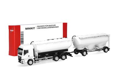 1:87 Herpa - Herpa MiniKit: MAN TGS TM Eutersilo-Hängerzug, weiß (1 Stück) 1:87 Herpa - Herpa MiniKit: MAN TGS TM Eutersilo-Hängerzug, weiß (1 Stück)