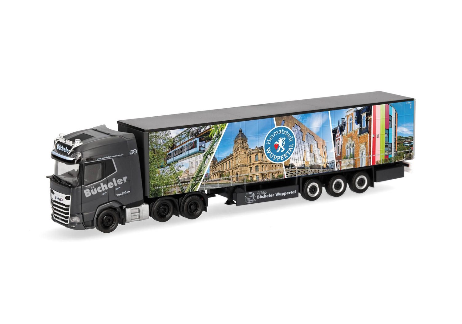 1:87 Herpa - DAF XG+ (6x2) Gardinenplanen-Sattelzug "Bücheler Wuppertal"