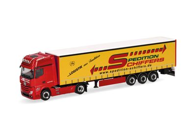 1:87 Herpa - Mercedes-Benz Actros Gigaspace Gardinenplanen-Sattelzug 1:87 Herpa - Mercedes-Benz Actros Gigaspace Gardinenplanen-Sattelzug "Spedition Schiffers"