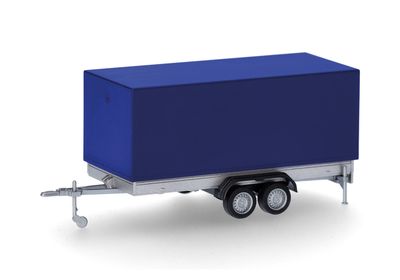1:87 Herpa - PKW-Planenanhänger 2achs, ultramarinblau 1:87 Herpa - PKW-Planenanhänger 2achs, ultramarinblau