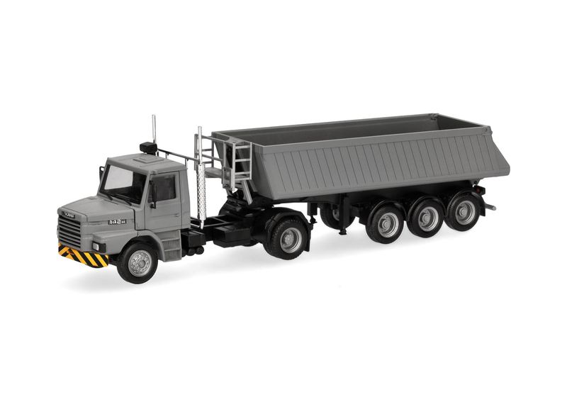 1:87 Herpa - Scania Hauber Kipp-Sattelzug, grau/gelb 1:87 Herpa - Scania Hauber Kipp-Sattelzug, grau/gelb