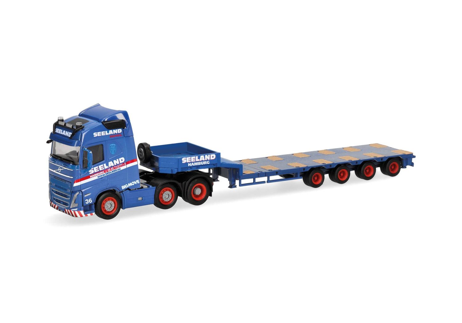 1:87 Herpa - Volvo FH GL 2020 6x2 Semitieflade-Sattelzug "Seeland"