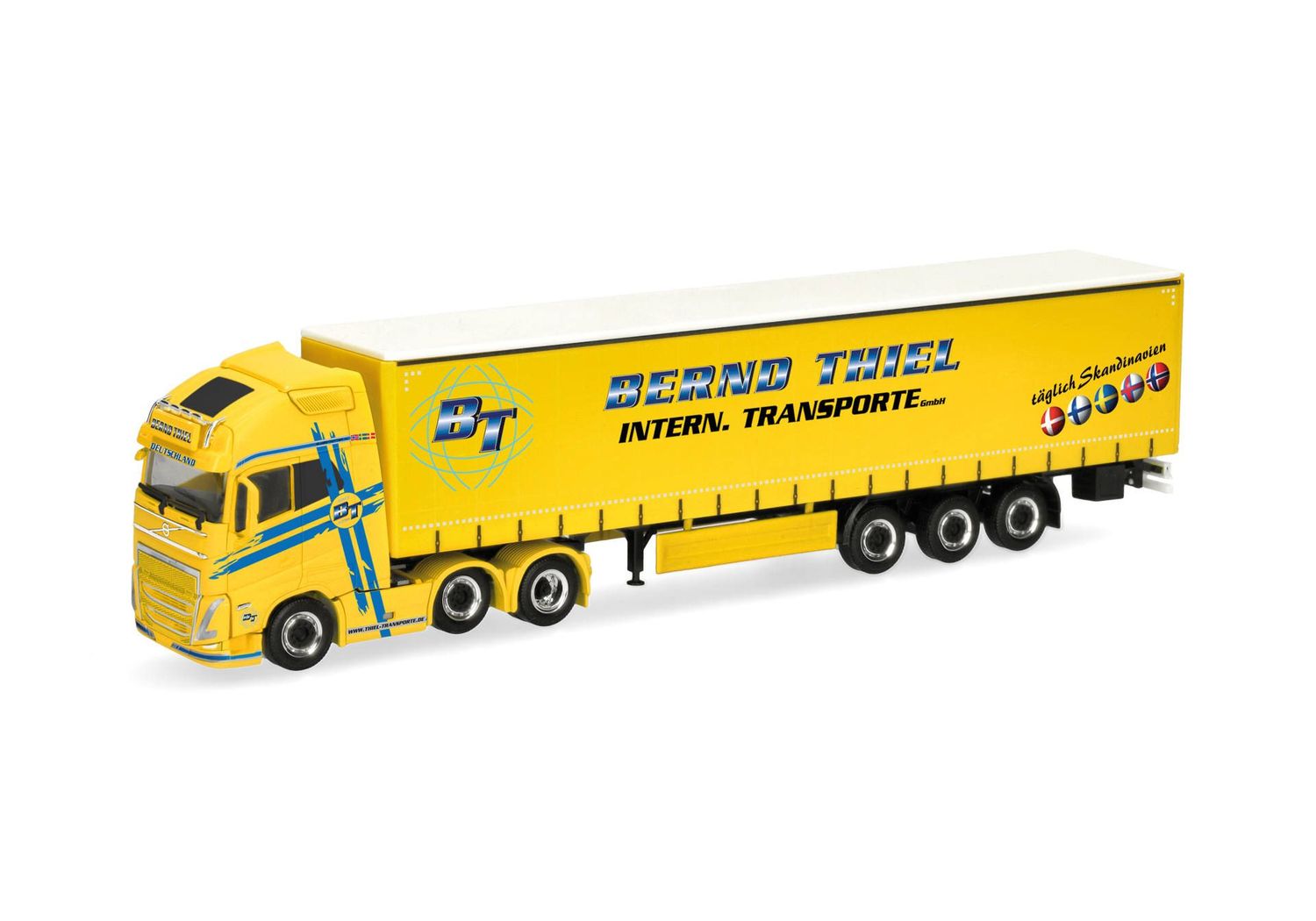 1:87 Herpa - Volvo FH GL XL 2020 6x2 Gardinenplanen-Sattelzug "Bernd Thiel Transporte"