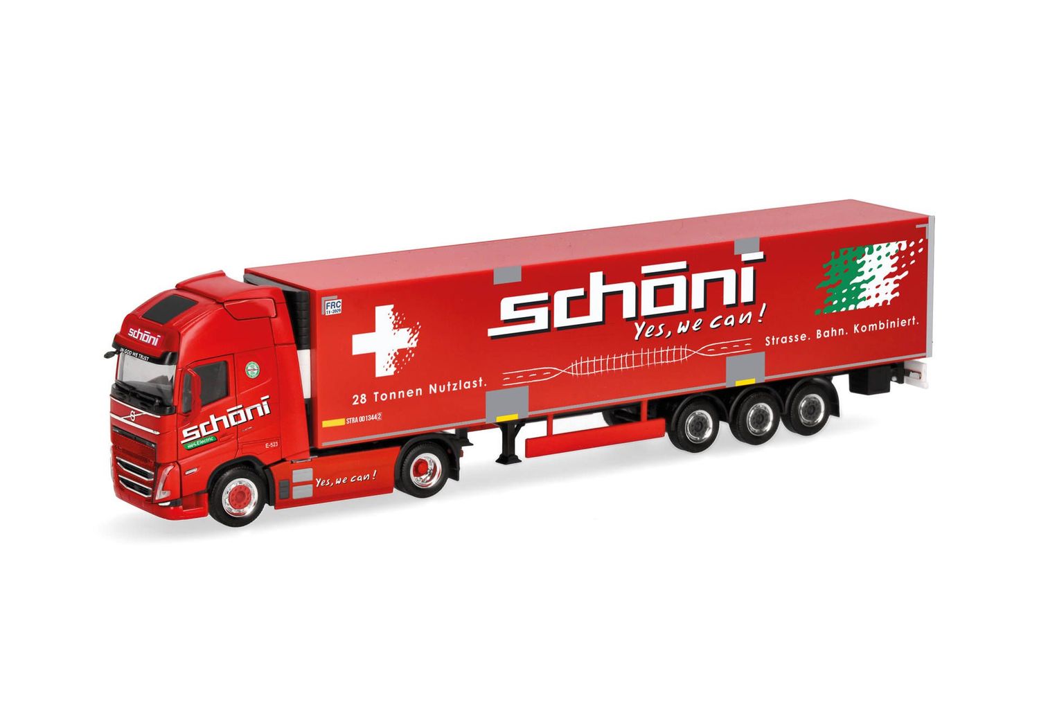 1:87 Herpa - Volvo FH GL XL 2020 Electric Kühlkoffer-Sattelzug "Schöni" (Schweiz)