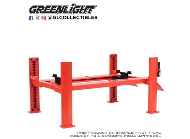 1:18 Greenlight - Four-Post Lift Evergreen, red