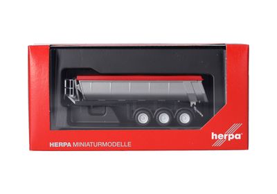 1:87 Herpa - Thermomuldenauflieger 3achs, silber (Plane rot) 1:87 Herpa - Thermomuldenauflieger 3achs, silber (Plane rot)