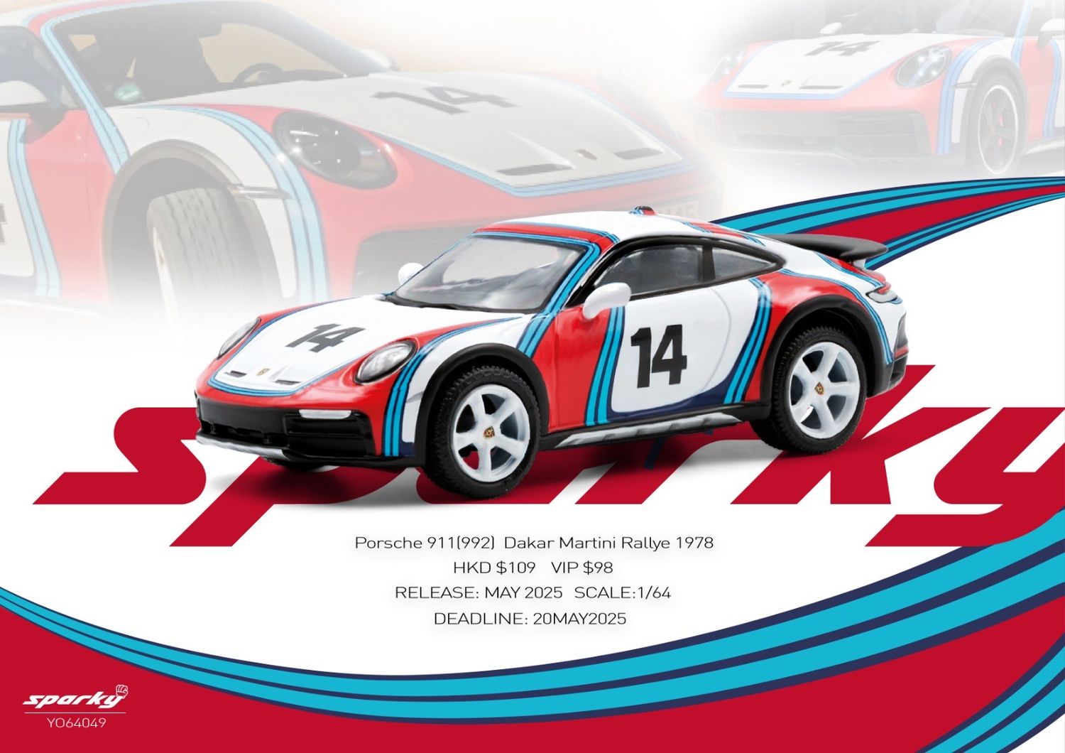 1:64 Tiny Toys - 1978 Porsche 911 (992) Dakar Martini Rallye