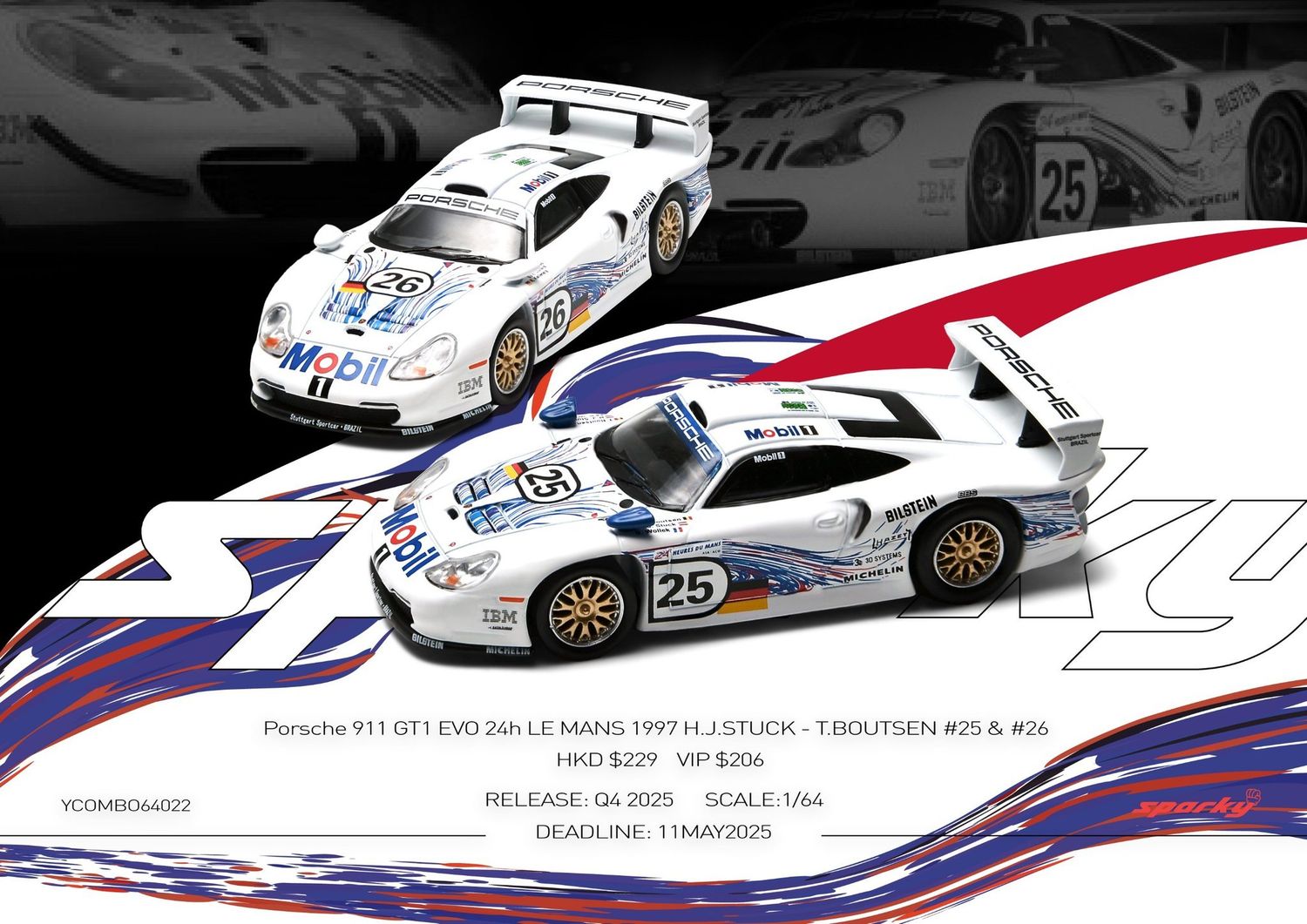 1:64 Tiny Toys - 1997 Porsche 911 GT1 EVO 24h Le Mans #25-#26 T.Botsen/H.J.Stuck Set