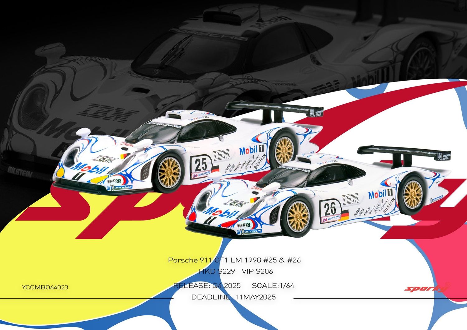 1:64 Tiny Toys - 1998 Porsche 911 GT1 LM #25-#26 Set