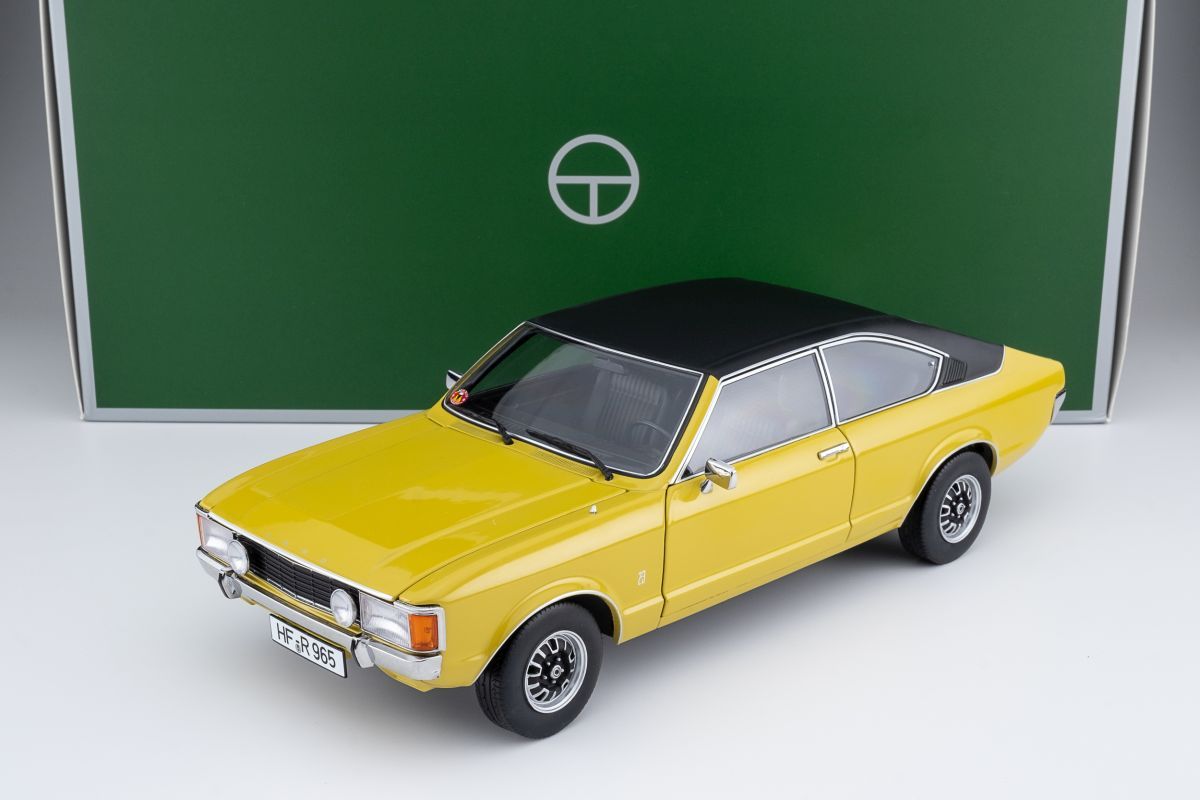 1:18 Touring Modelcars - Ford Granada Consul Coupé GT 2.3 -  Daytona gelb uni / Vinyl Dach schwarz