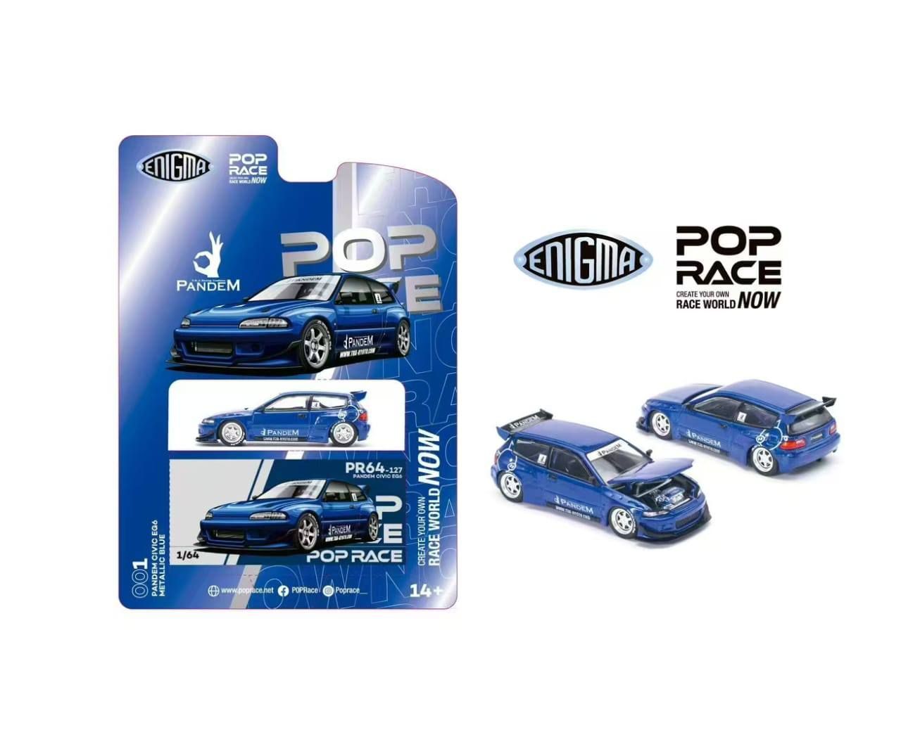 1:64 Pop Race Limited - Pandem Civic EG6 v1.5, metallic blue *Enigma Exclusive*
