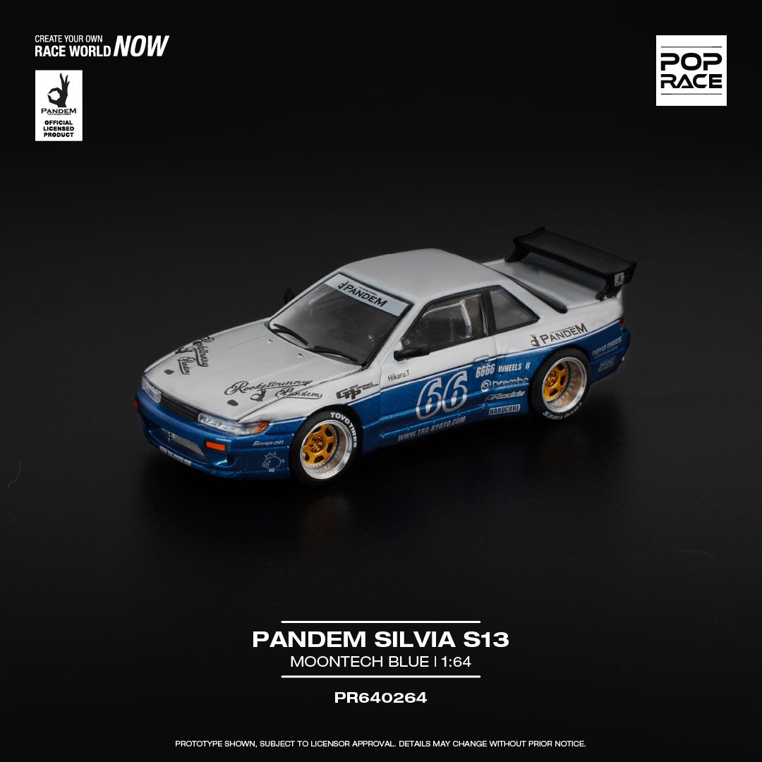 1:64 Pop Race Limited - Pandem Silvia S13, moontech blue