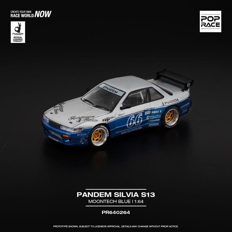 1:64 Pop Race Limited - Pandem Silvia S13, moontech blue