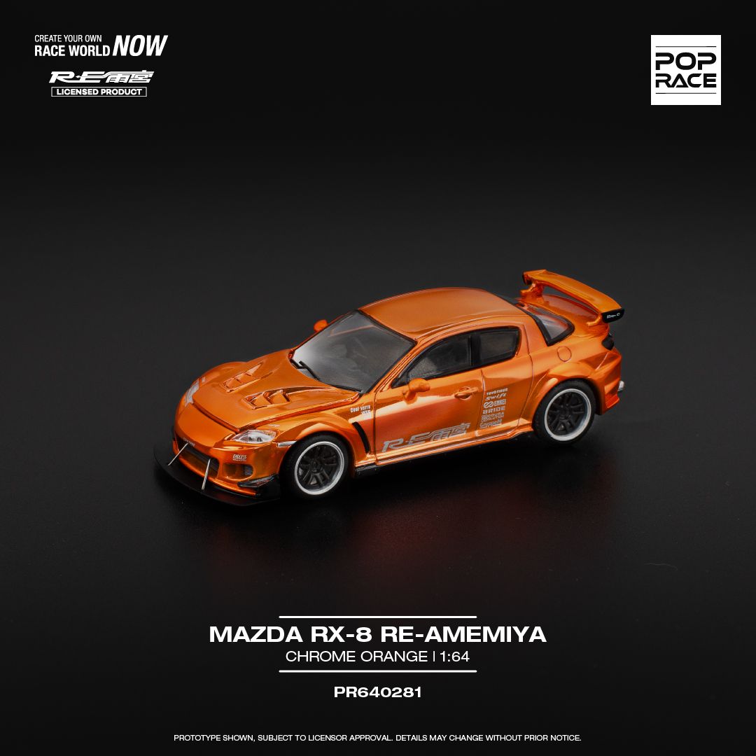 1:64 Pop Race Limited - Mazda RX8 Re-Amemiya, chrome orange
