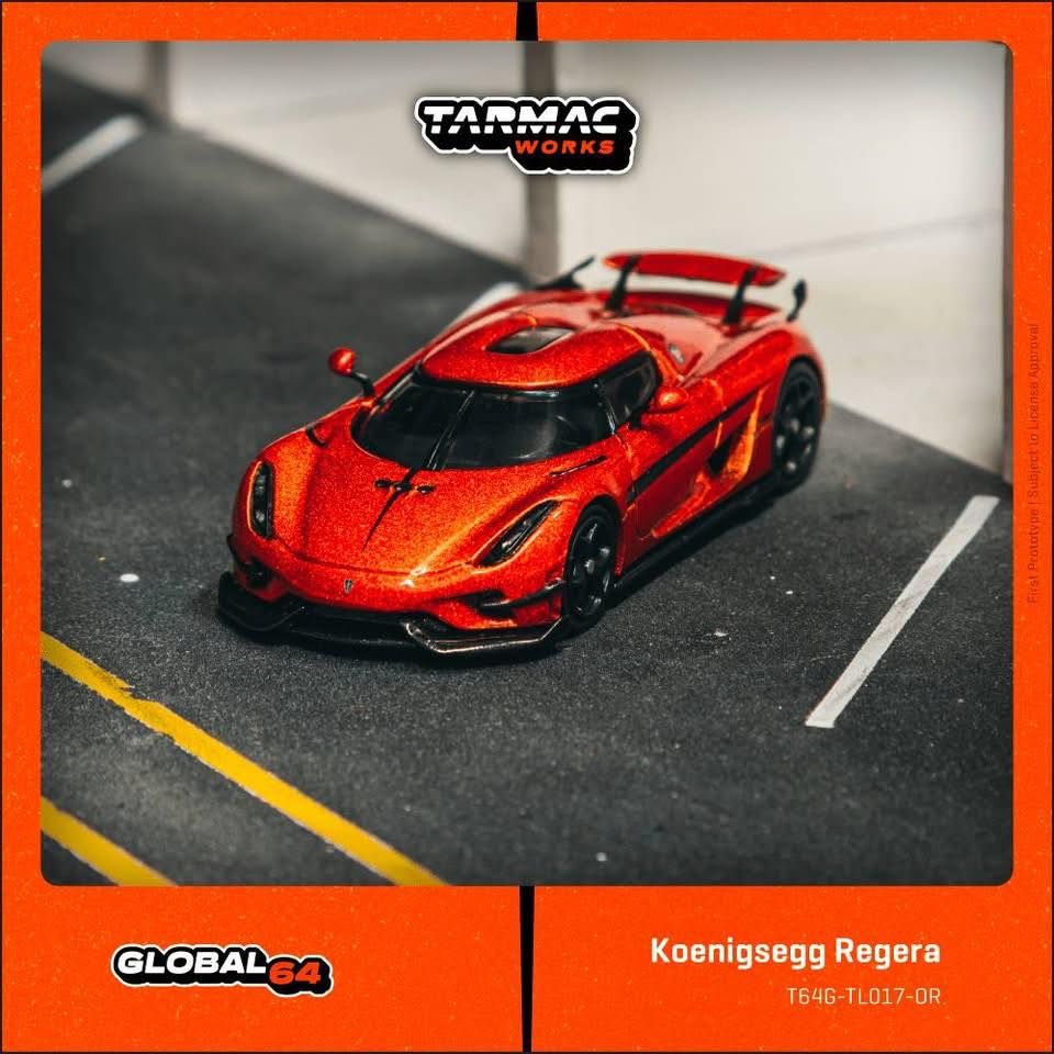 1:64 Tarmac - Koenigsegg Regera, orange metallic/black stripes