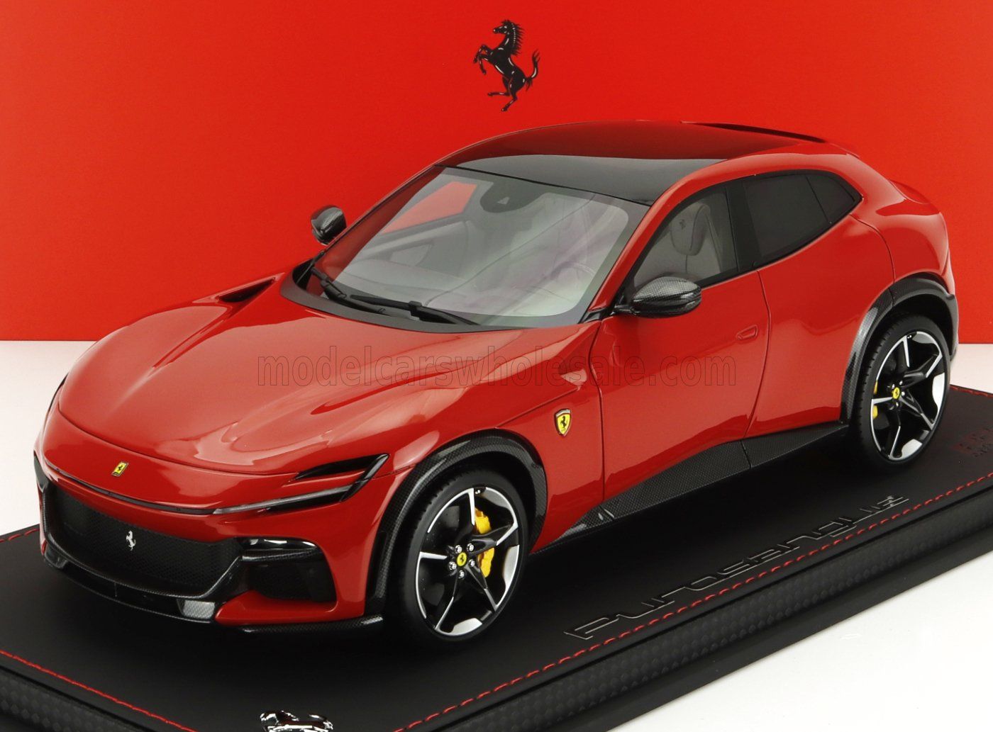 1:18 BBR - Ferrari Purosangue Panoramic And Dove-Grey Interior Red Corsa With Gloss Carbon Fiber