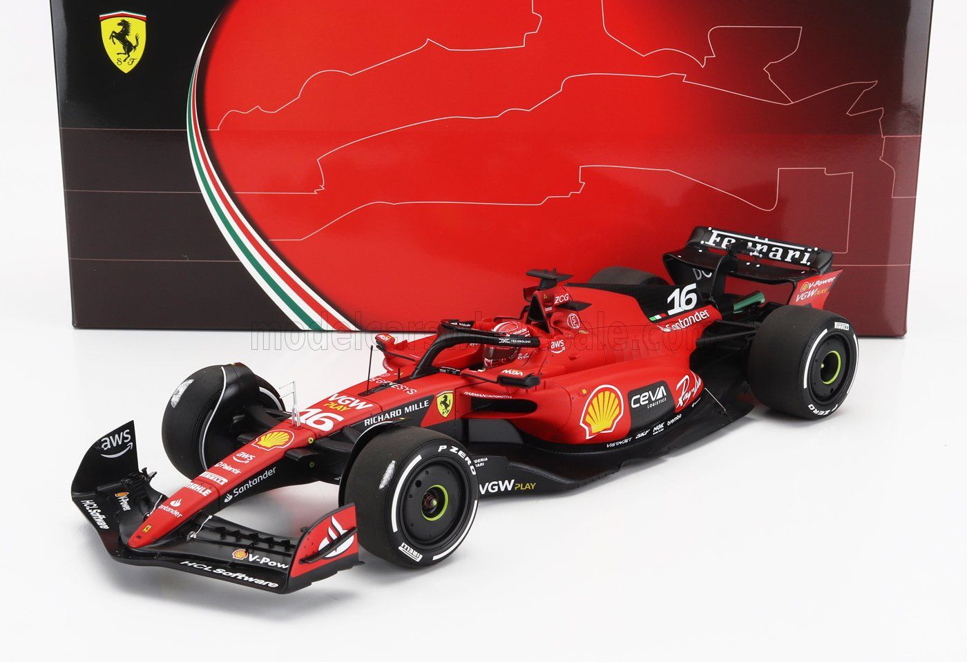 1:18 BBR - Ferrari F1 SF-23 Team Scuderia Ferrari #16 4th Singapore GP 2023 C. Leclerc