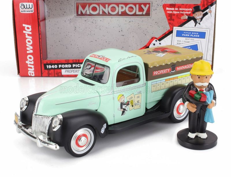 1:18 Autoworld - 1940 Ford Pickup Monopoly *With Figure* 1:18 Autoworld - 1940 Ford Pickup Monopoly *With Figure*