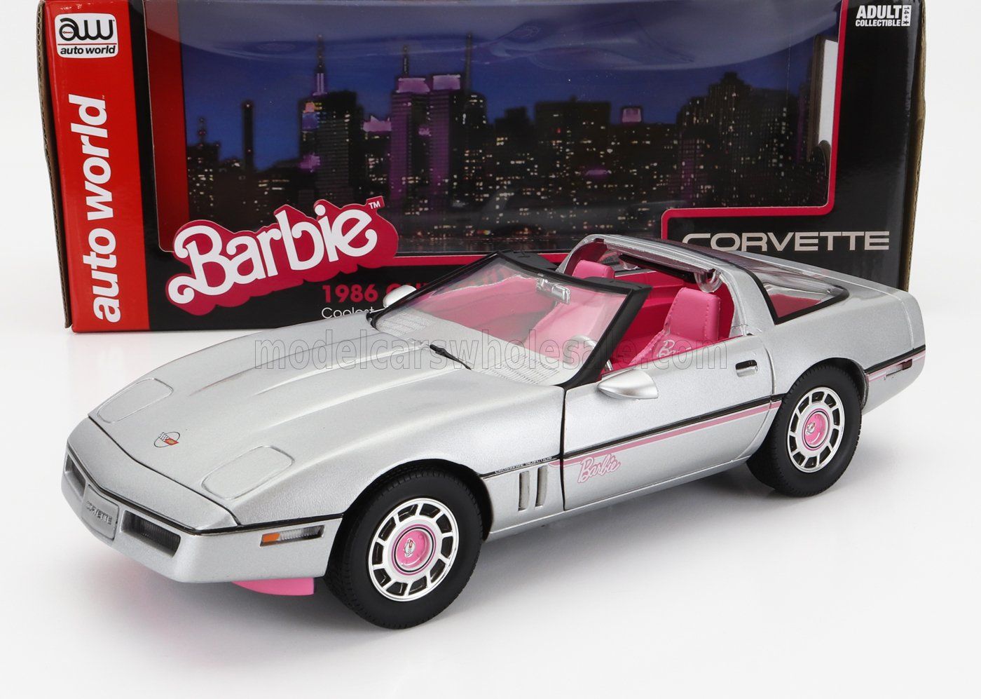 1:18 Autoworld - 1986 Chevrolet Corvette Cabrio Silver *Barbie*