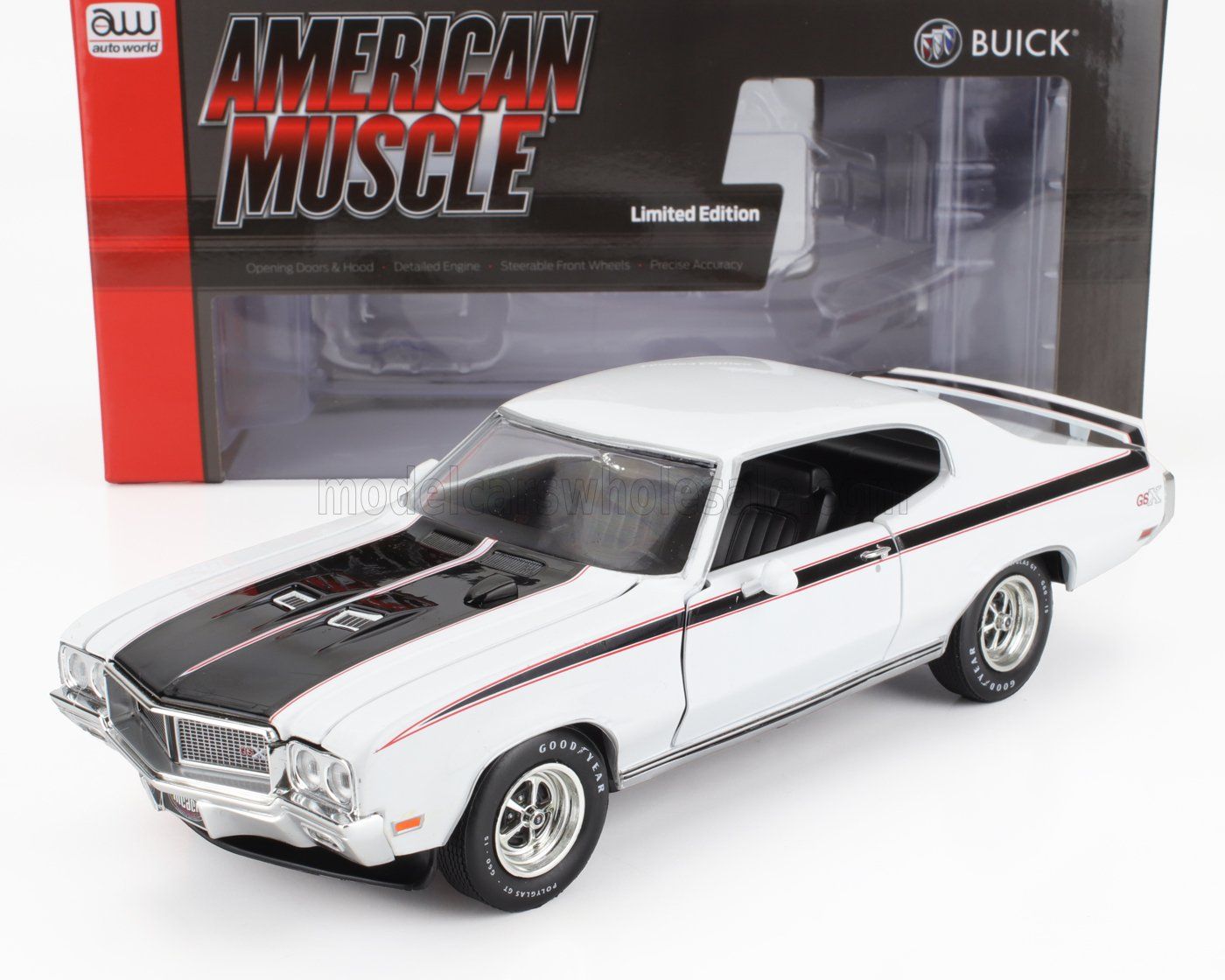 1:18 Autoworld - 1970 Buick GSX Mcacn Hard-Top White