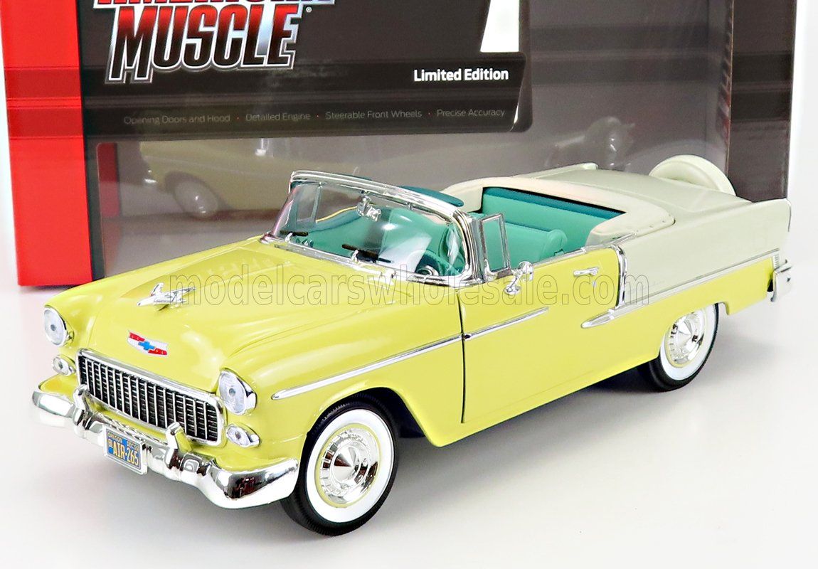 1:18 Autoworld - 1955 Chevrolet Bel Air Cabriolet Yellow