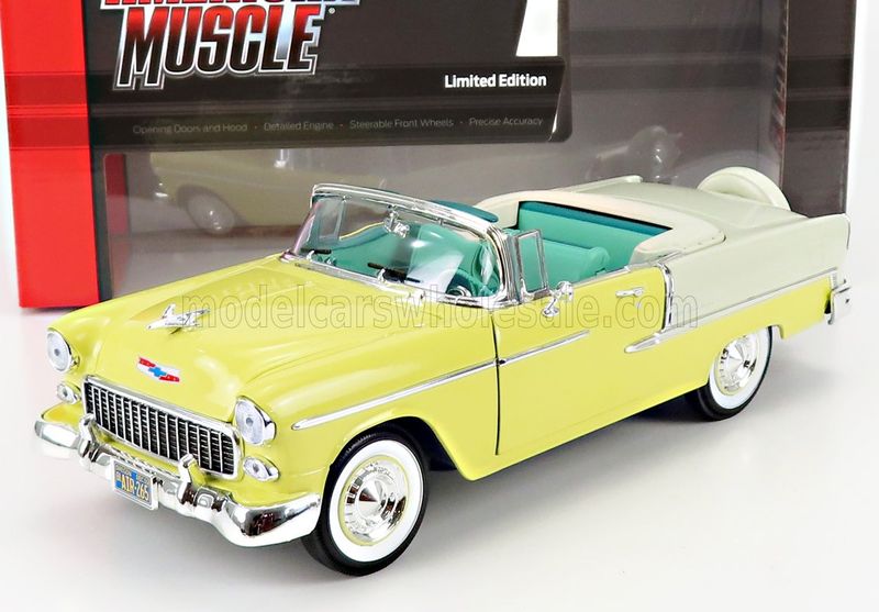 1:18 Autoworld - 1955 Chevrolet Bel Air Cabriolet Yellow 1:18 Autoworld - 1955 Chevrolet Bel Air Cabriolet Yellow
