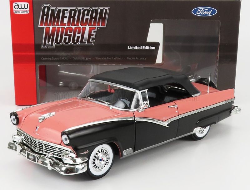 1:18 Autoworld - 1956 Ford Fairlane Sunliner Cabriolet Black Pink 1:18 Autoworld - 1956 Ford Fairlane Sunliner Cabriolet Black Pink