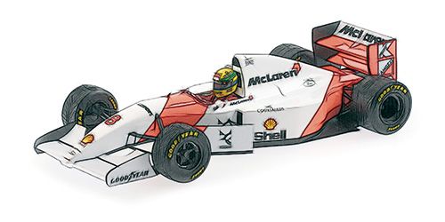 1:43 Minichamps - 1993 McLaren Ford MP4/8 Ayrton Senna Winner European GP 1993 with flag, Dirty Version