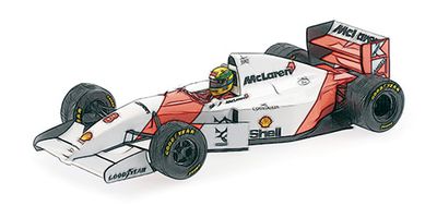 1:43 Minichamps - 1993 McLaren Ford MP4/8 Ayrton Senna Winner European GP 1993 with flag, Dirty Version 1:43 Minichamps - 1993 McLaren Ford MP4/8 Ayrton Senna Winner European GP 1993 with flag, Dirty Version
