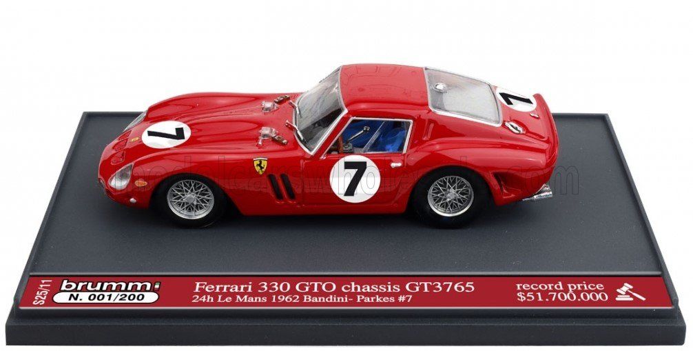 1:43 Brumm Prom - Ferrari 250 GTO ch.3765GT Team Spa Ferrari Sefac #7 24h Le Mans 1962 M. Parkes - L. Bandini *Asta Record Price $51.700.000*