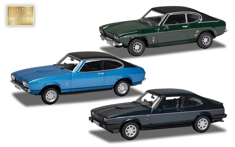 1:43 Corgi - Ford Heritage Capri Collection *4x4 Capri MkI, Capri Mk2, Capri Mk3 280 Brooklands* 1:43 Corgi - Ford Heritage Capri Collection *4x4 Capri MkI, Capri Mk2, Capri Mk3 280 Brooklands*