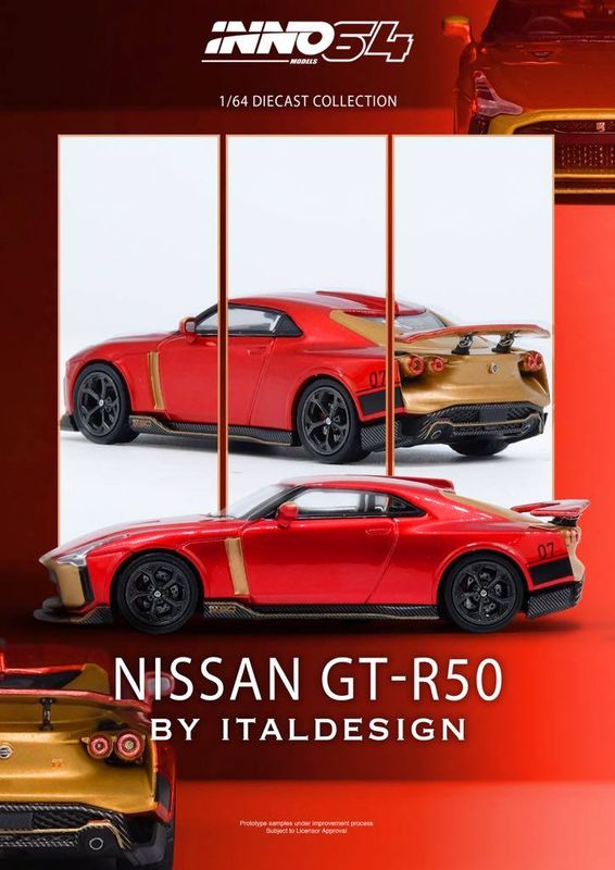 1:64 Inno64 - Nissan R50 GT-R by Italsedign, red/gold 1:64 Inno64 - Nissan R50 GT-R by Italsedign, red/gold