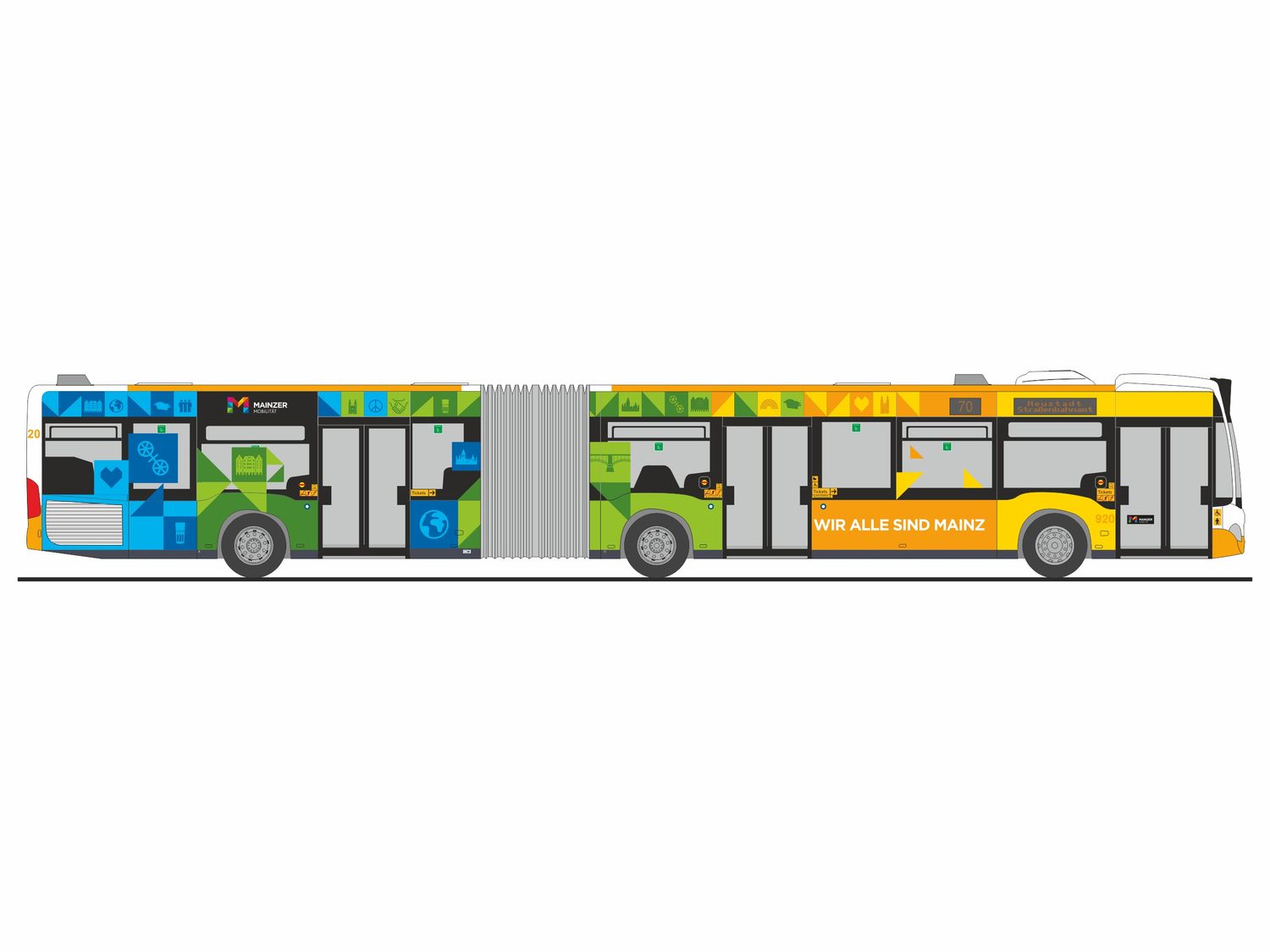 1:87 Rietze - Mercedes Benz Citaro G '11 MVG Mainz - Mainz ist bunt