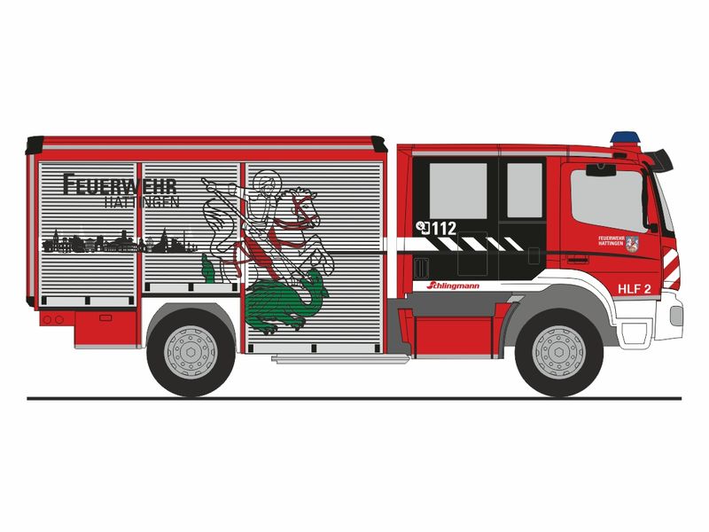1:87 Rietze - Mercedes Benz Atego Schlingmann V. HLF Feuerwehr Hattingen 1:87 Rietze - Mercedes Benz Atego Schlingmann V. HLF Feuerwehr Hattingen