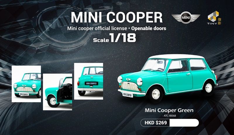 1:18 Tiny Toys - Mini Cooper, mint green 1:18 Tiny Toys - Mini Cooper, mint green