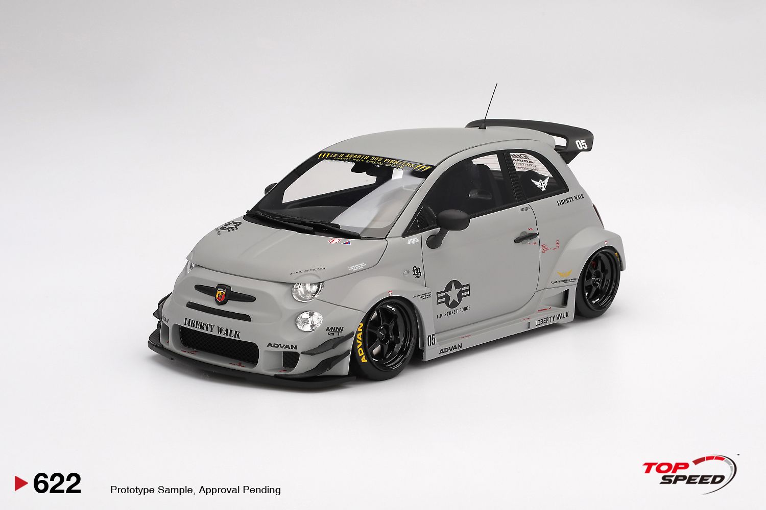 1:18 TSM - 2024 Fiat 500 Abarth 595 LB Works Abas Fighters Grey