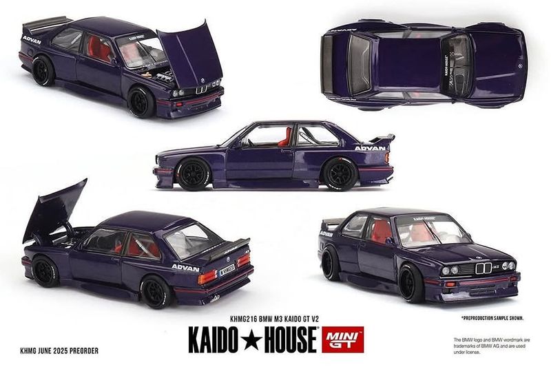 1:64 Mini GT - 1989 BMW M3 (E30) Kaido GT V2, purple 1:64 Mini GT - 1989 BMW M3 (E30) Kaido GT V2, purple