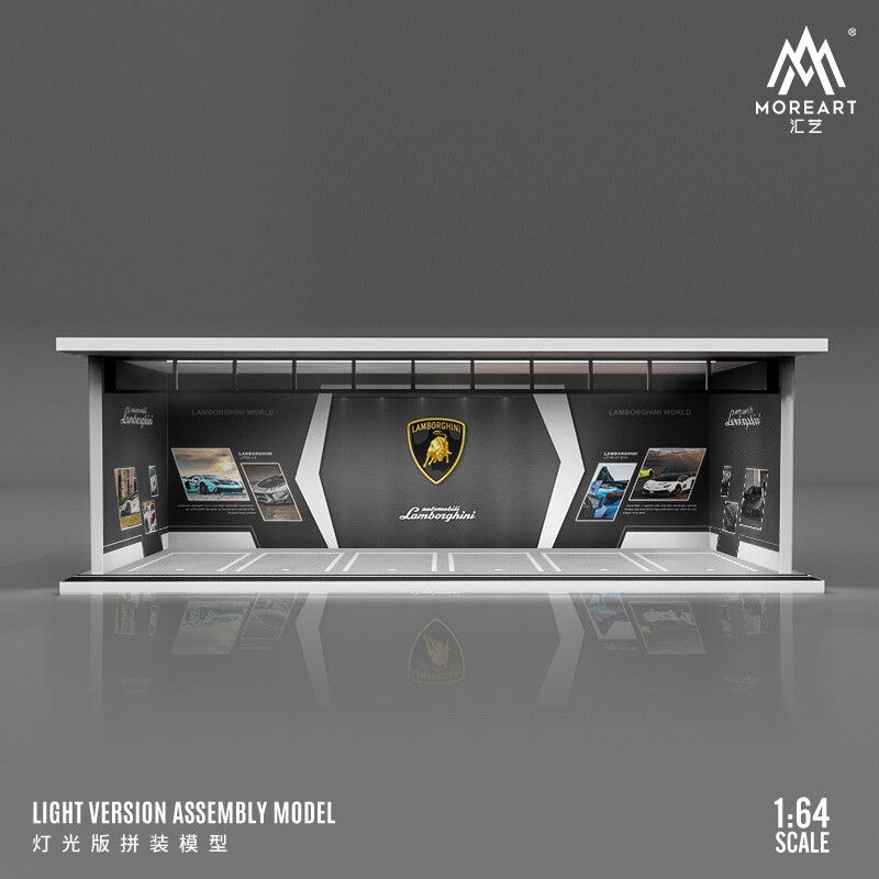 1:64 Black Box Diorama (MoreArt) - Parking Garage Lamborghini *With Light*