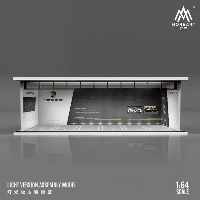 1:64 Black Box Diorama (MoreArt) - Parking Garage Porsche *With Light*
